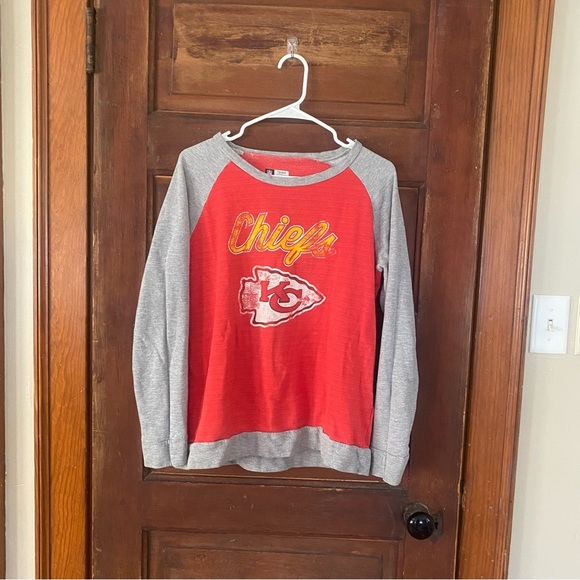 NFL Tops - NFL Chiefs Long Sleeve Tee - Red and Gray